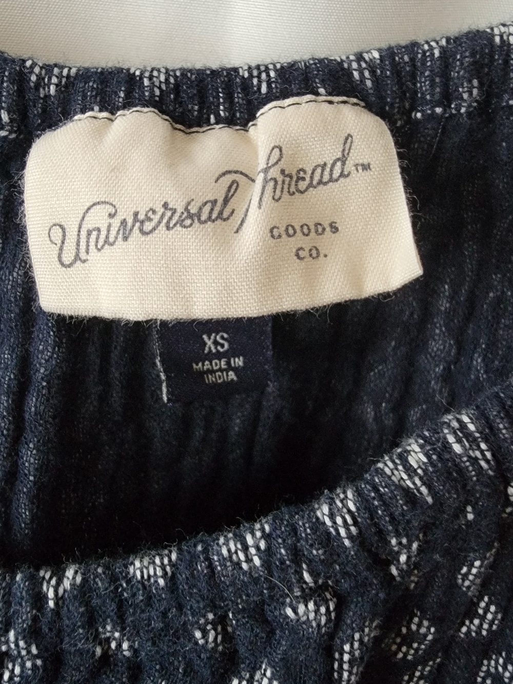 100% Cotton Navy Boho Peasant Top - Picture 2 of 4